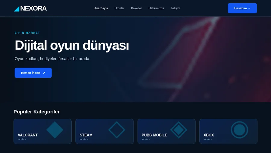 E-PIN Market Web Tasarımı